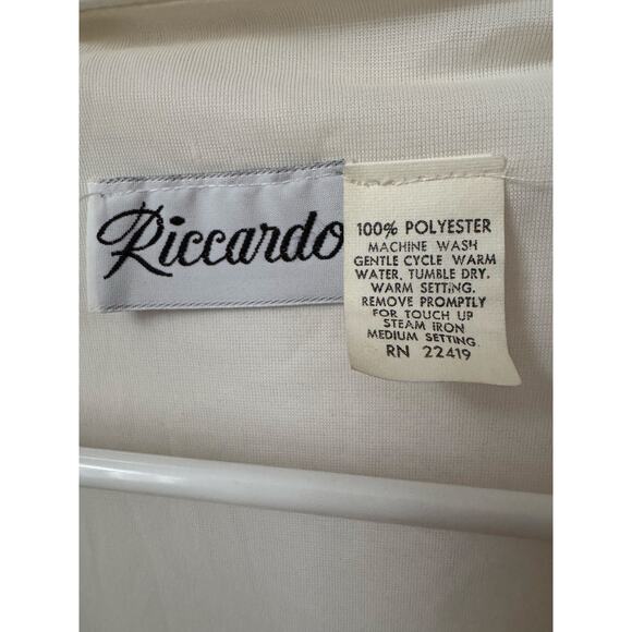 Vintage 1980s Riccardo White Batwing Dress Sequin Geometric Design medium - Picture 11 of 16